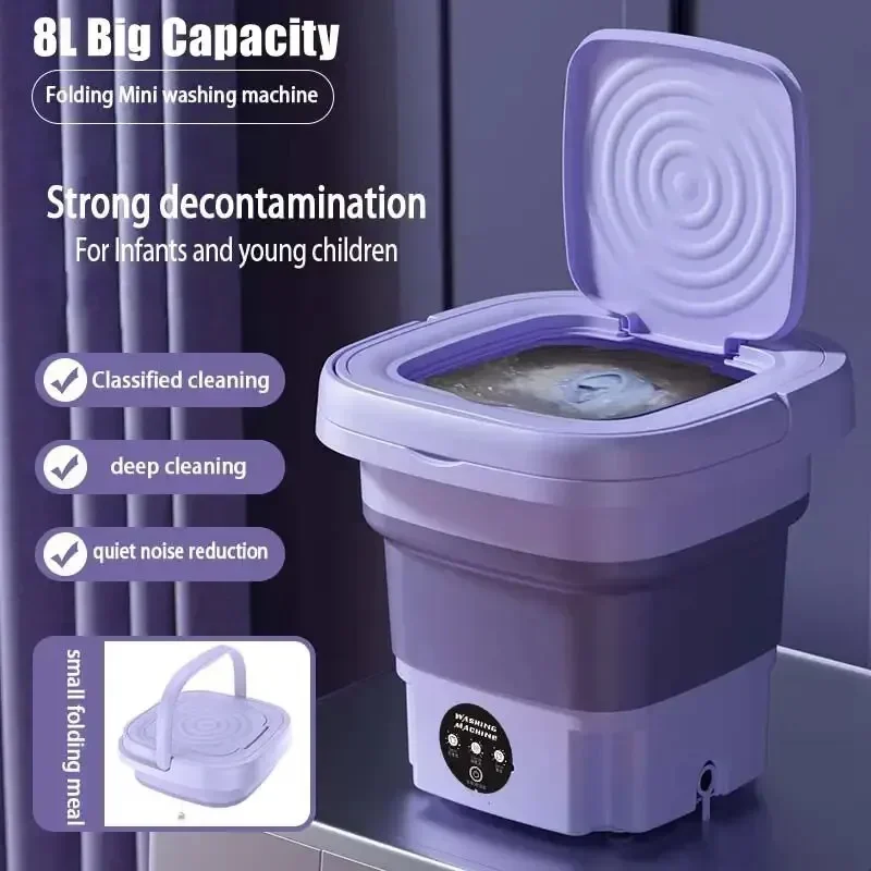 Small Appliances - 8L Foldable Washing Machine with Spin